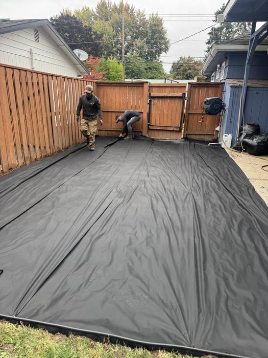 Phase 2 &mdash; weed fabric laid the full run